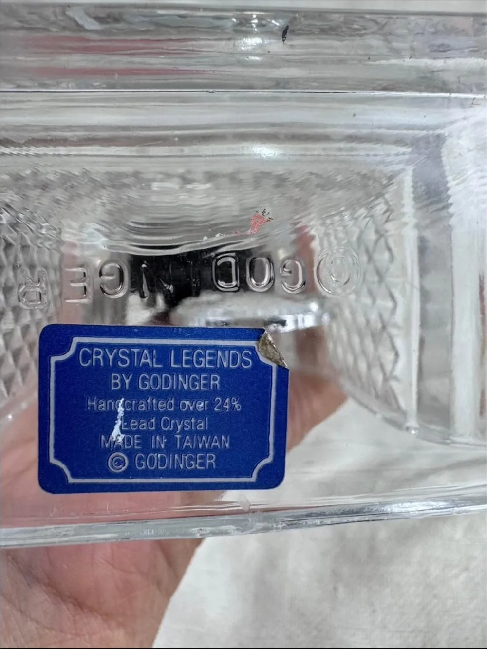 Vintage Godinger Clear Crystal Pendulum Desk Clock - Clear